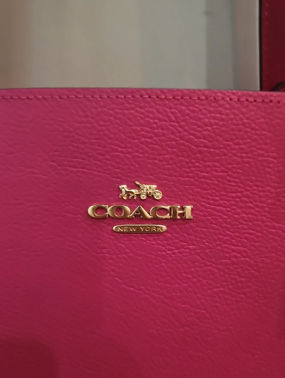 Coach Magenta Leather Tote with Gold-Tone Hardware